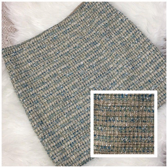 Ann Taylor Dresses & Skirts - Ann Taylor boucle mini skirt metallic & blue green